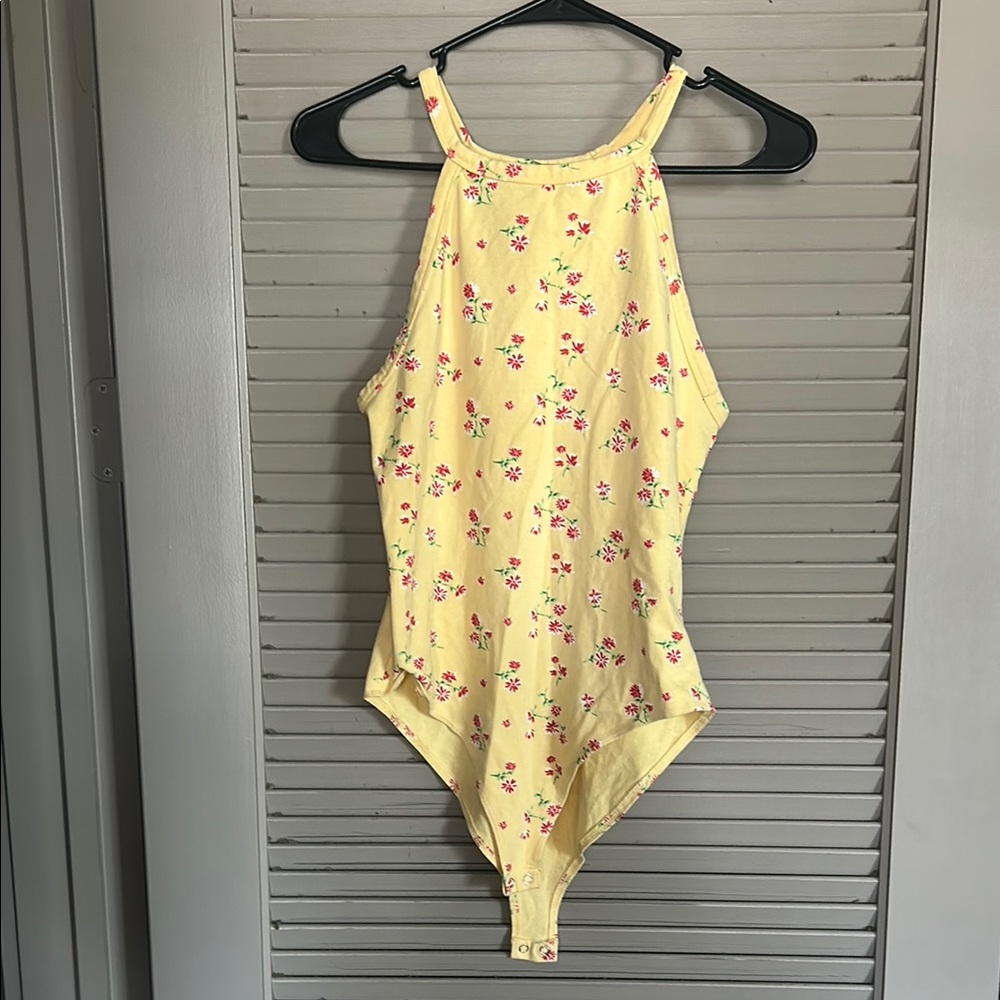 Forever 21 Yellow Floral Bodysuit